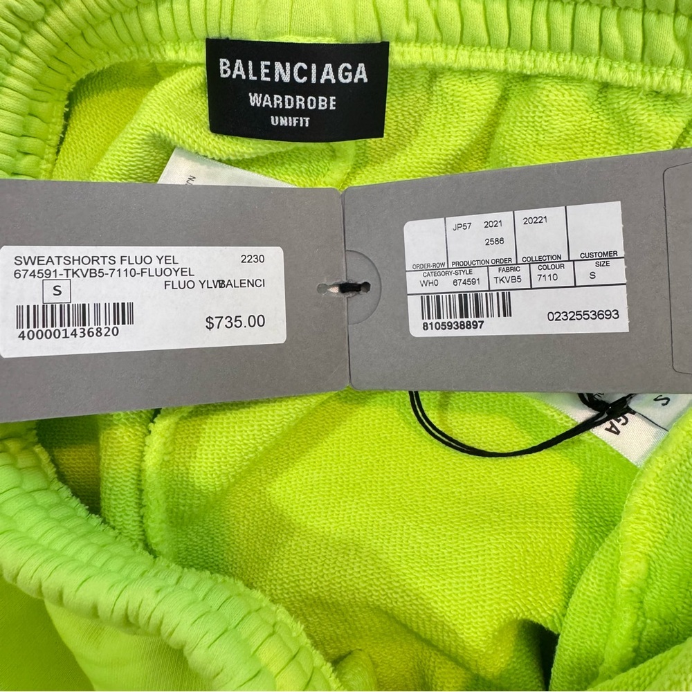 Balenciaga Neon Yellow Sweatshorts